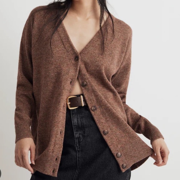 Madewell Sweaters - Madewell Wool Brown V-Neck Relaxed Cardigan